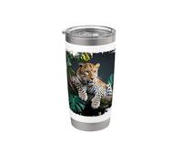 Vintage Jungle King Leopard Tropical Wildlife Animal Vaso térmico de acero inoxidable de doble pared