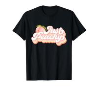 Vintage Just Peachy Peaches Women Summer Fruit Camiseta gráfica económica, Hombre, Negro, L