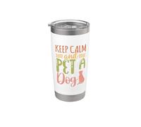 Vintage Keep Calm And Pet A Dog Puppy Funny Dogs Lovers Vaso térmico de acero inoxidable de doble pared