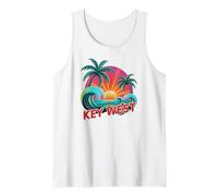 Vintage Key West para niñas, Vacaciones en la Playa y Vacaciones a Juego Camiseta sin Mangas
