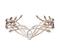 Vintage King Round Elves Crown Tiara - Leaf Headband For Women And Men Bridal Hair Accessory Wedding Headwear Gift para Bodas(White)