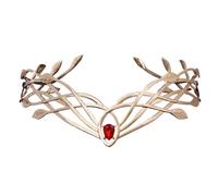 Vintage King Round Elves Crown Tiara - Leaf Headband For Women And Men Bridal Hair Accessory Wedding Headwear Gift para Bodas(Red)