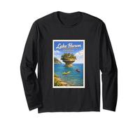 Vintage Lake Huron Nabo Rock Michigan MI Arte Grandes Lagos Manga Larga