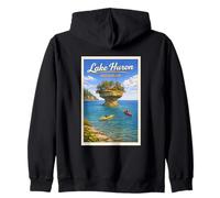 Vintage Lake Huron Nabo Rock Michigan MI Arte Grandes Lagos Sudadera con Capucha