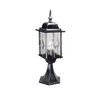 Vintage Lámpara Pedestal Negro Plata H: 52cm Kirchenglas IP43 Farola Jardín Weg