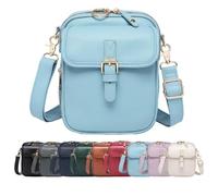 Vintage Large Capacity Messenger Bag, 2025 New Crossbody Leather Bag, Vintage Cross Body Shoulder Purse with Card Slots(Light Blue)