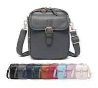 Vintage Large Capacity Messenger Bag, 2025 New Crossbody Leather Bag, Vintage Cross Body Shoulder Purse with Card Slots(Gray)
