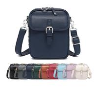 Vintage Large Capacity Messenger Bag, 2025 New Crossbody Leather Bag, Vintage Cross Body Shoulder Purse with Card Slots(Dark Blue)