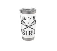 Vintage LAX Que Es Mi Chica Lacrosse Mamá #3 Vaso térmico de acero inoxidable de doble pared