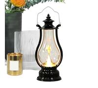 Vintage LED Oil Lamp - Battery Operated Electric Candle Lantern | Retro Flameless Decorative Warm Ambient Table Centerpiece Classic Lighting Decor for Patio, Bedroom, Camping