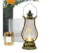 Vintage LED Oil Lamp - Battery Operated Electric Candle Lantern | Retro Flameless Decorative Warm Ambient Table Centerpiece Classic Lighting Decor for Patio, Bedroom, Camping