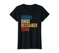 Vintage Legend Since December 2004-17th Birthday Boy Girl Camiseta gráfica económica, Mujer, Negro, XS