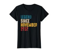 Vintage Legend Since November 2012-9th Birthday Boy Girl Camiseta gráfica económica, Mujer, Negro, M