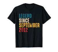 Vintage Legend Since September 2012-9th Birthday Boy Girl Camiseta gráfica económica, Hombre, Negro, L