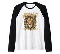 Vintage León Cara Tono Tierra Safari Naturaleza Arte Camiseta Manga Raglan