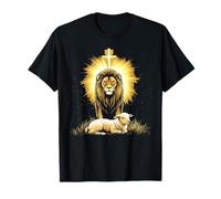 Vintage León Y Cordero Cruz Jesús Religiosa Fe Cristiana Camiseta