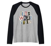 Vintage Letter Prints, It Is What It Is Camiseta Manga Raglan