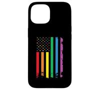 Vintage LGBT Gay Pride Month American Flag Rainbow Carcasa para iPhone 15