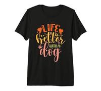 Vintage Life Is Better with A Dog Puppy Funny Dogs Lovers Camiseta Premium