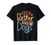 Vintage Life Is Better with Dogs Puppy Funny Dog Lovers Camiseta gráfica económica