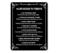 Vintage Life Rules Let Yesterday Rest Metal Plate 12x8 Inch