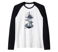 Vintage Lighthouse Sailboat Nautical Ocean Sailing Camiseta Manga Raglan
