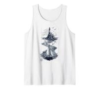 Vintage Lighthouse Sailboat Nautical Ocean Sailing Camiseta sin Mangas
