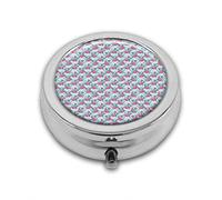 Vintage Like Damask Pretty Flowers Illustrated Harbor Stripes Vintage Folk Print Custom Round SilverBox Pocket 2.1" - 3 Compartimentos Box/Pastillero Bolsillo