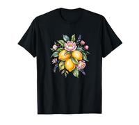 Vintage Limones y Flores Acuarela Fruta Arte Camiseta