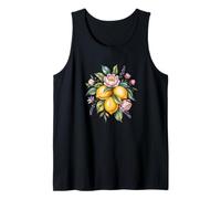 Vintage Limones y Flores Acuarela Fruta Arte Camiseta sin Mangas