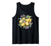 Vintage Limones y Flores Acuarela Fruta Arte Camiseta sin Mangas