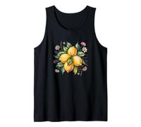 Vintage Limones y Flores Acuarela Fruta Arte Camiseta sin Mangas