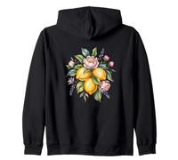 Vintage Limones y Flores Acuarela Fruta Arte Sudadera con Capucha