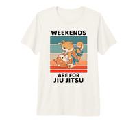 Vintage Lindo Shiba Inu Amante Fines de Semana Son para Jiu Jitsu Camiseta Premium