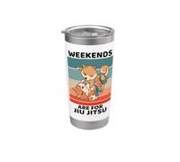 Vintage lindo Shiba Inu amante Fines de semana son para Jiu Jitsu Vaso térmico de acero inoxidable de doble pared