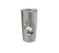 Vintage Lindo tarro de vidrio Wildflower Cottage core Vaso térmico de acero inoxidable de doble pared