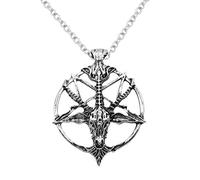 Vintage Literary Skull Sheep Necklace Demon God Pan God Round Alloy Pendant Dark Devil Necklace Symbol of Strength Silver Practical treatment