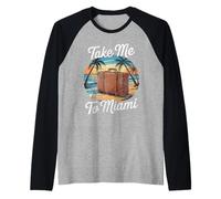 Vintage Llévame a Miami Beach Vacaciones Viajes Florida Camiseta Manga Raglan