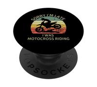 Vintage Lo siento, llego tarde, estaba montando motocross retro PopSockets PopGrip Adhesivo