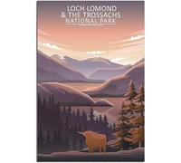 Vintage Loch Lomond And The Trossachs National Park Viaje Póster Arte Imprimir Retro Pared Arte Lienzo Póster Hogar Decoración Habitación Decoración Sin Marco 50x75cm