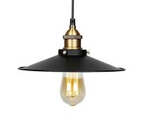 Vintage Loft lámpara colgante retro paraguas del estilo de país de la lámpara para el almacén del restaurante Barra ático Librería Dormitorio Pasillo decoración del hogar (Negro E26 / E27) (26CM)