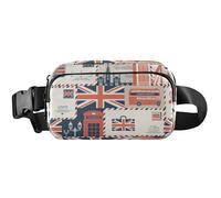 Vintage London - Cangurera impermeable para mujer, color rojo y azul, 8 x 5.3 x 2.3 pulgadas, divertido y lindo, vintage London rojo y azul, 8 x 5.3 x 2.3 pulgadas, Vintage London Rojo Azul, 8 x 5.3 x