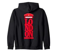 Vintage London Red Telephone Illustration Graphic Design Sudadera con Capucha