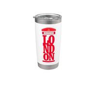 Vintage London Red Telephone Illustration Graphic Design Vaso térmico de acero inoxidable de doble pared