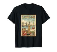 Vintage Londres Inglaterra Travel Souvenir Landmark Turista Regalo Camiseta
