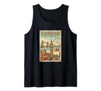 Vintage Londres Inglaterra Travel Souvenir Landmark Turista Regalo Camiseta sin Mangas