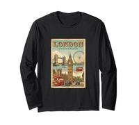 Vintage Londres Inglaterra Travel Souvenir Landmark Turista Regalo Manga Larga