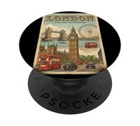 Vintage Londres Inglaterra Travel Souvenir Landmark Turista Regalo PopSockets PopGrip Adhesivo