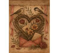 Vintage Love Letters Lined Notebook: Romantic Botanical Cover with Birds | Large 8.5 x 11 Writing Journal for Notes, Poetry, Memories & Daily Reflections