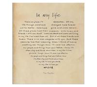 Vintage Love Song Print In My Life Lyrics Wall Art Classic Rock Music Decor Anniversary Wedding Gift(Unframed,16x24inch(40x60cm))